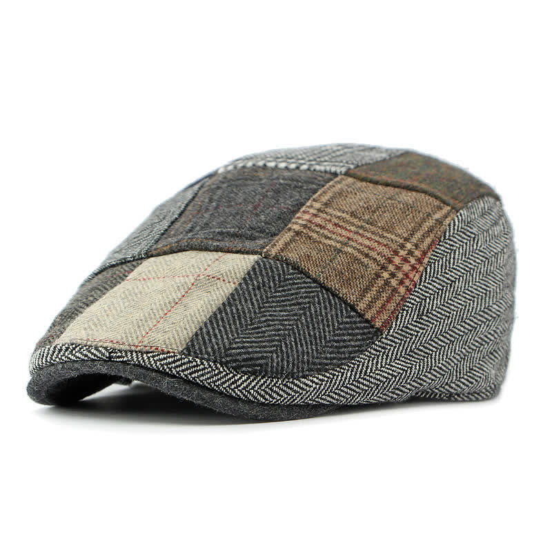 Cappello basco a spina di pesce con motivo patchwork retrò - image 4