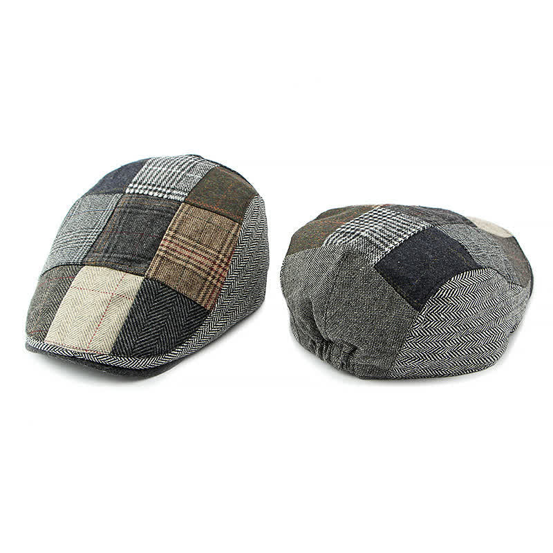 Cappello basco a spina di pesce con motivo patchwork retrò - image 2