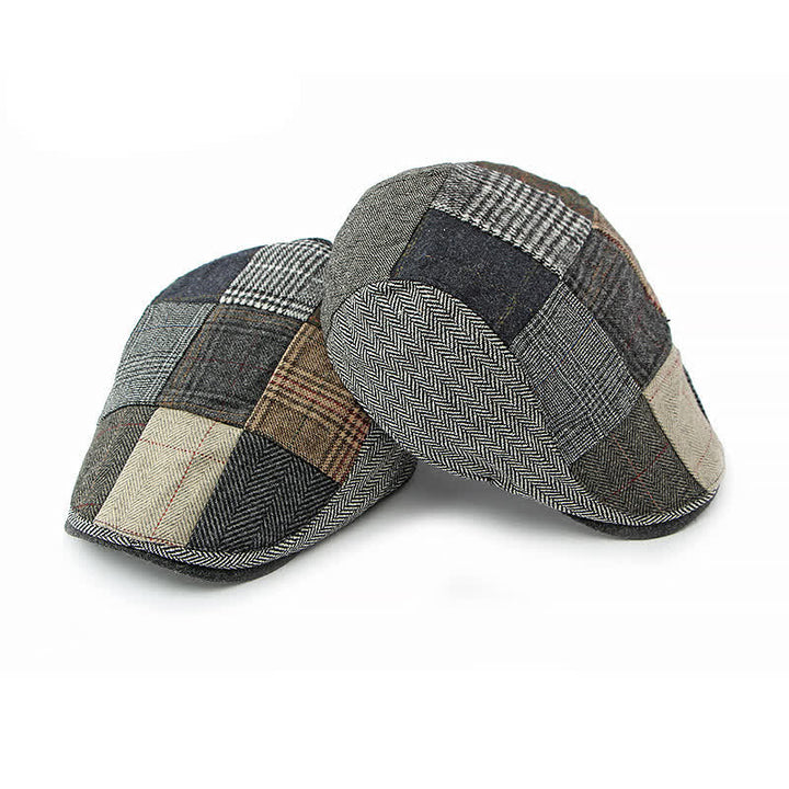 Cappello basco a spina di pesce con motivo patchwork retrò - image 1