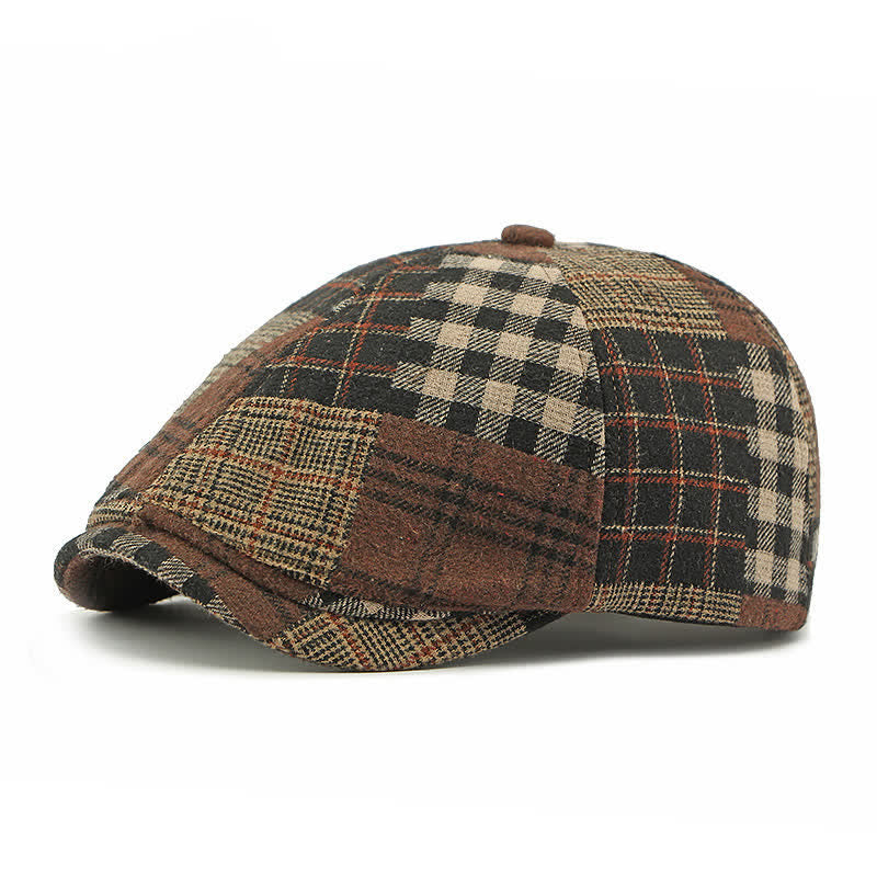 Cappello basco da giornalaio diverso classico patchwork a quadri - Caffè - Regolabile (21 5/8"-23 5/8") - image 0