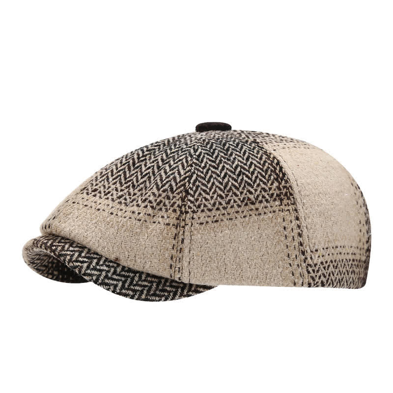 Cappello basco da giornalaio a spina di pesce con frange di colore sfumato - Marrone - Misura M (22"-22 7/8") - image 0