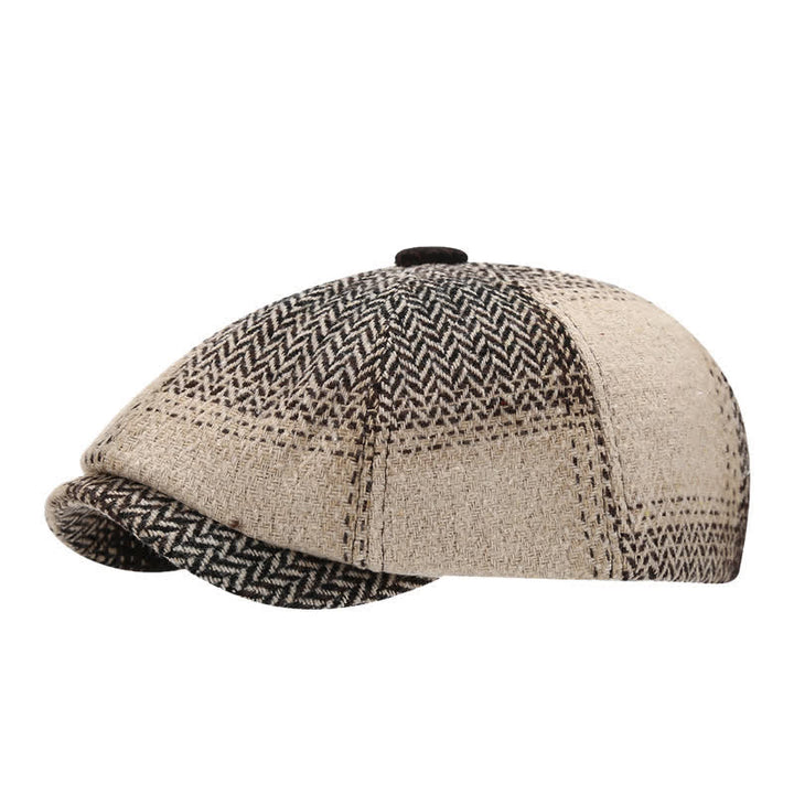 Cappello basco da giornalaio a spina di pesce con frange di colore sfumato - Marrone - Misura M (22"-22 7/8") - image 0