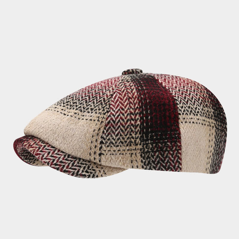 Cappello basco da giornalaio a spina di pesce con frange di colore sfumato - Borgogna - Misura M (22"-22 7/8") - image 8