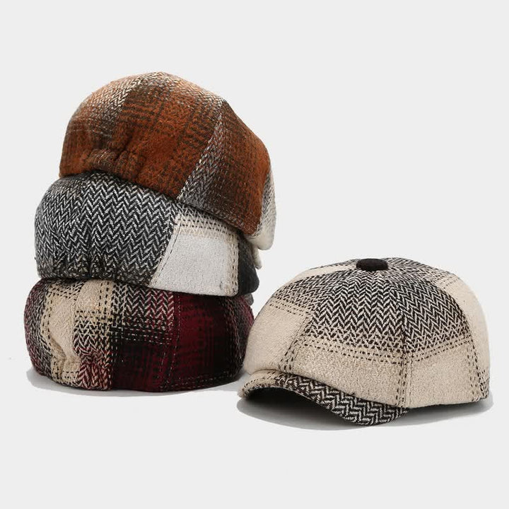 Cappello basco da giornalaio a spina di pesce con frange di colore sfumato - image 2