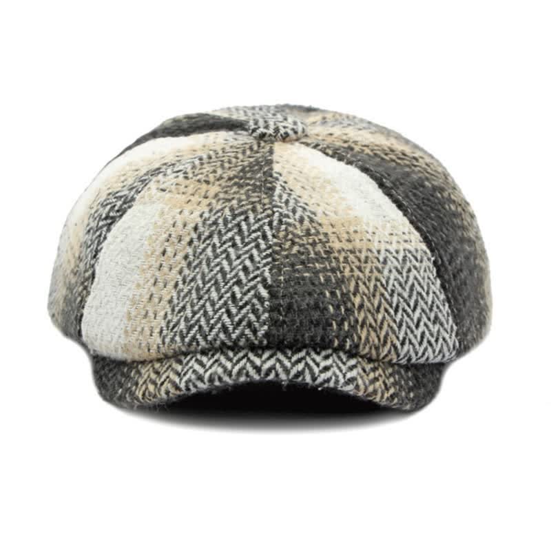 Cappello da giornalaio a righe a spina di pesce in stile britannico - image 7