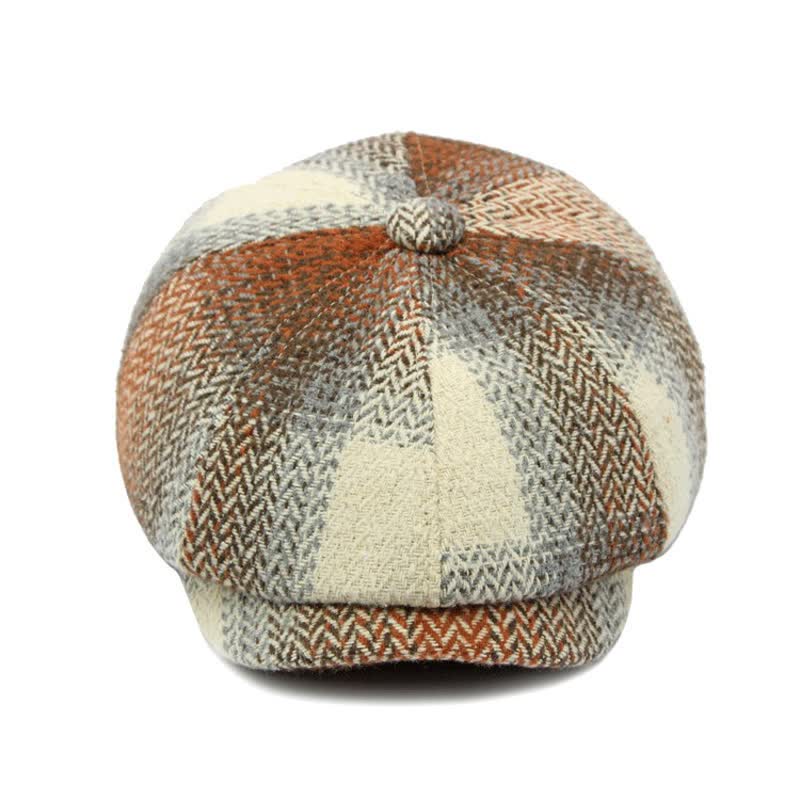 Cappello da giornalaio a righe a spina di pesce in stile britannico - image 3