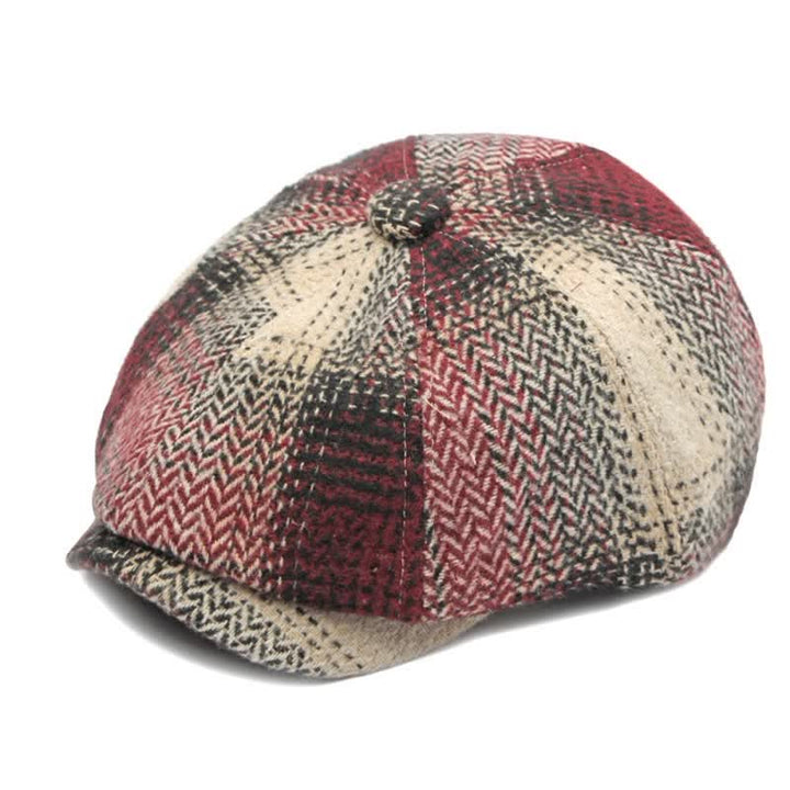 Cappello da giornalaio a righe a spina di pesce in stile britannico - image 14