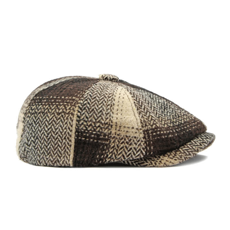 Cappello da giornalaio a righe a spina di pesce in stile britannico - image 21