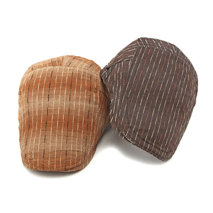 Cappello basco piatto classico a righe casual con visiera - image 1