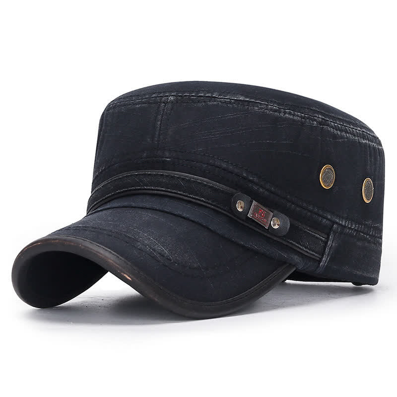 Cappello militare da cadetto in tessuto lavato - Nero - Regolabile (21 5/8"-23 1/4") - image 0