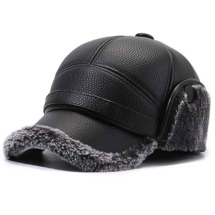 Cappello da baseball con paraorecchie in pile di pelle PU - Grigio - Misura M (22"-22 7/8") - image 0