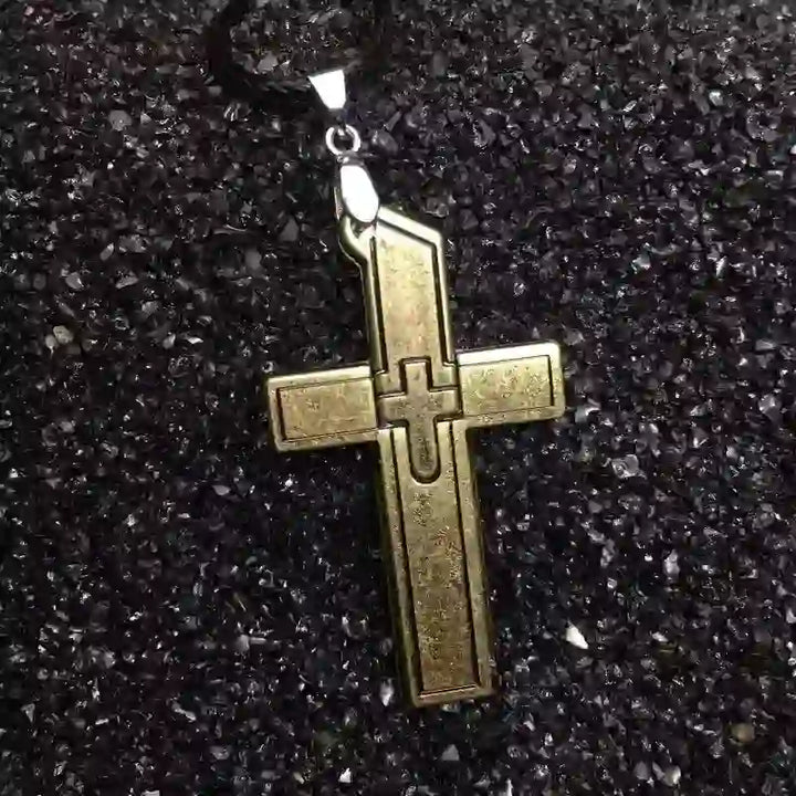 Collana con ciondolo multifunzione a forma di mini croce e coltello nascosto - Bronzo - image 7