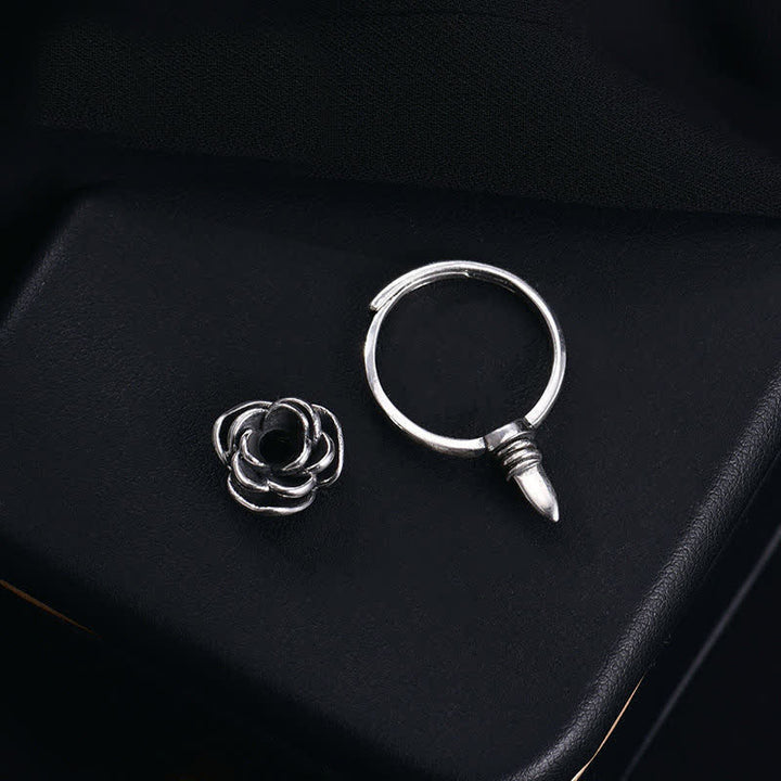 Anello regolabile staccabile con fiore di rosa attorcigliato per autodifesa - image 0