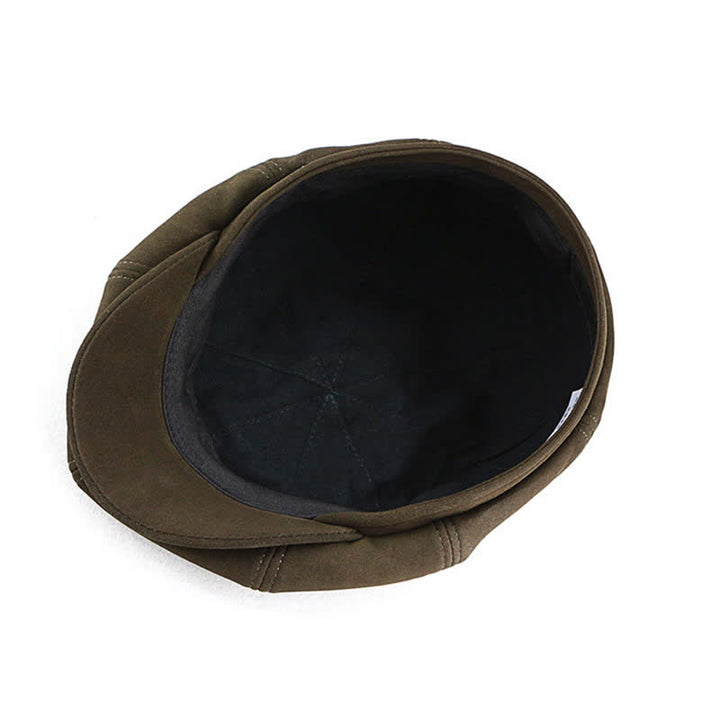 Cappello basco retrò rotondo in pelle scamosciata con trama fine - image 9