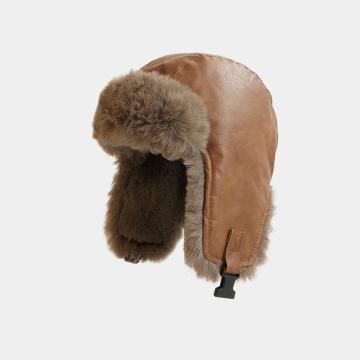 Cappello da pilota moderno, freddo, caldo e spesso, invernale - Marrone chiaro - Regolabile (21 5/8" - 23 5/8") - image 7
