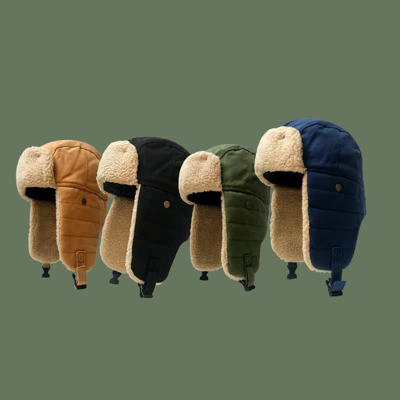 Cappello da pilota con paraorecchie in peluche tinta unita - image 1