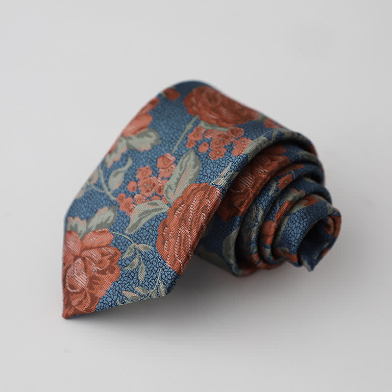Cravatta floreale da uomo SteelBlue & Red Rose - image 1