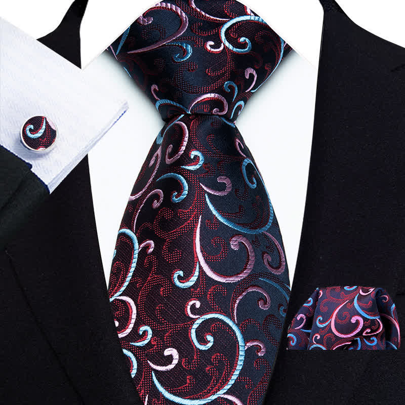 Set di 3 cravatte da uomo con motivo a spirale rosa e blu - Rosa e blu - image 0