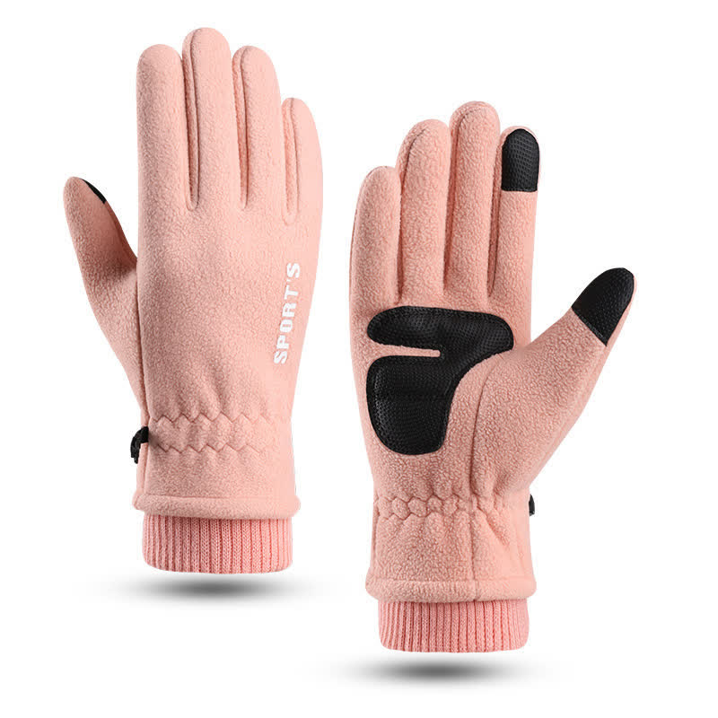 Guanti con polsino elastico ispessito e peloso per il freddo - Rosa - Donne - image 0
