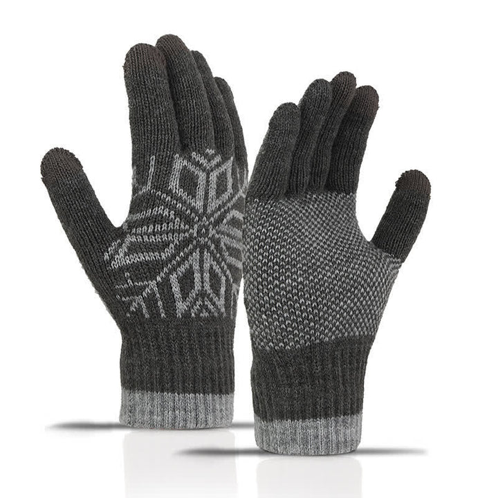 Guanti invernali in maglia spessa con motivo a fiocco di neve - Grigio - image 8