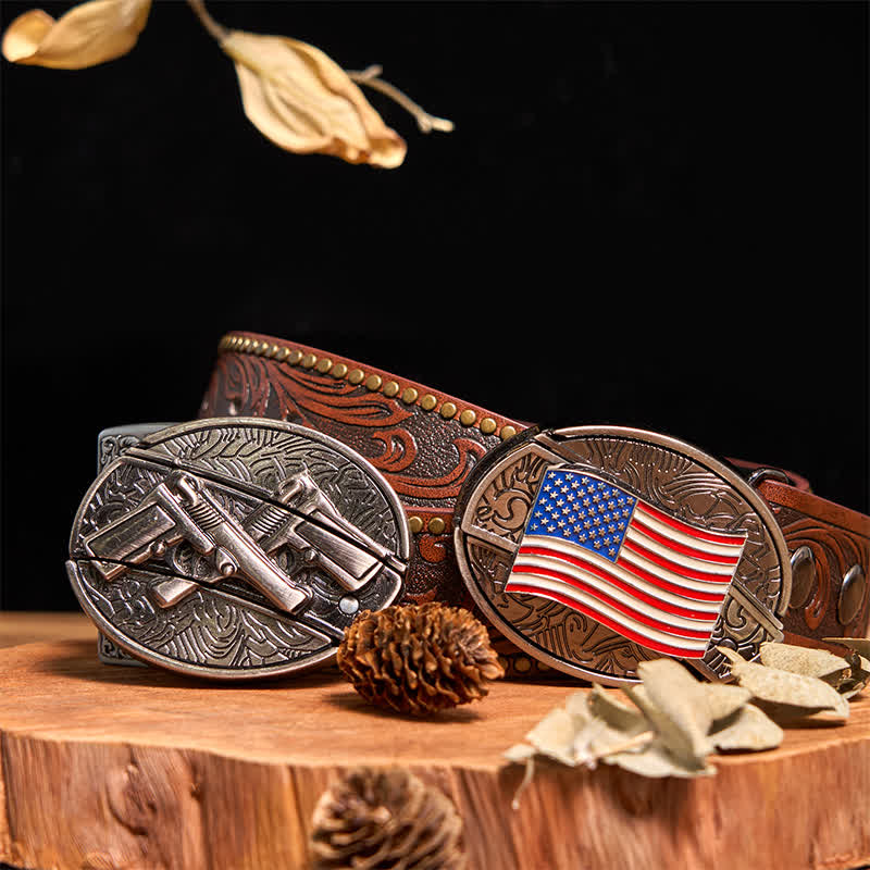 Set di fibbie per coltelli nascosti fai da te con doppie pistole e bandiera USA - Set in bundle - Senza cintura - Cintura non inclusa - image 0