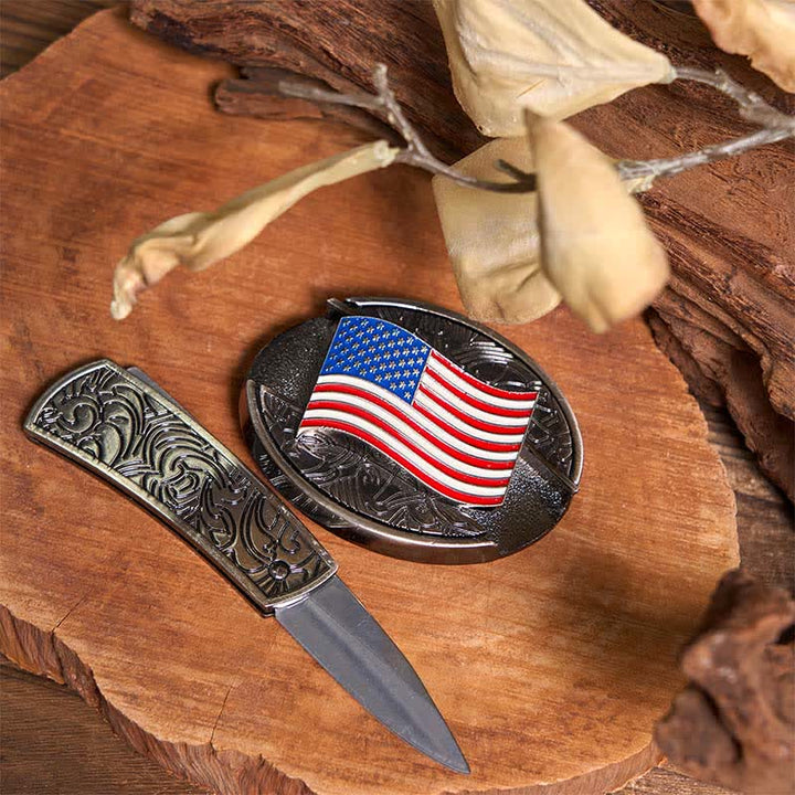 Set di fibbie per coltelli nascosti fai da te con doppie pistole e bandiera USA - image 3