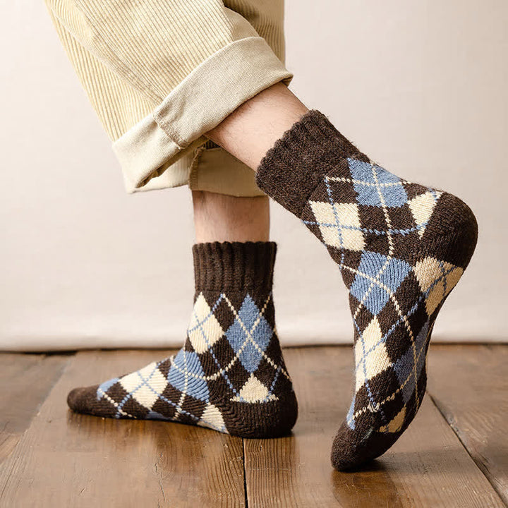 Calzini da uomo stile britannico con motivo a rombi - image 0