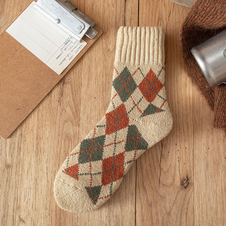 Calzini da uomo stile britannico con motivo a rombi - Avorio - 6 paia - Taglia unica (US 6.5 - US 10) - image 5