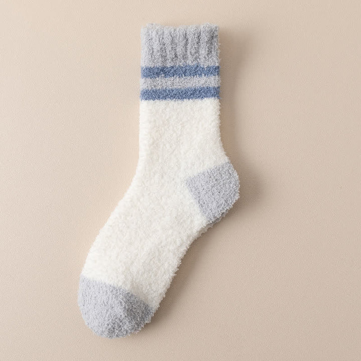 Calzini da notte in pile corallo a righe delicate da uomo - Bianco - 6 paia - Taglia unica (US 6.5 - US 10) - image 15