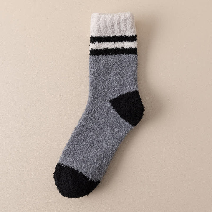 Calzini da notte in pile corallo a righe delicate da uomo - Grigio scuro - 6 paia - Taglia unica (US 6.5 - US 10) - image 8