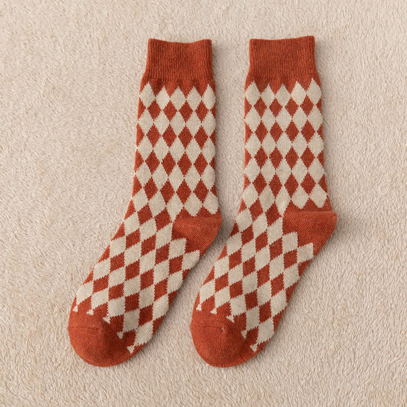 Calzini termici estetici caldi Argyle da donna - Arancia - 6 paia - Taglia unica (US 5.5 - US 8.5) - image 5
