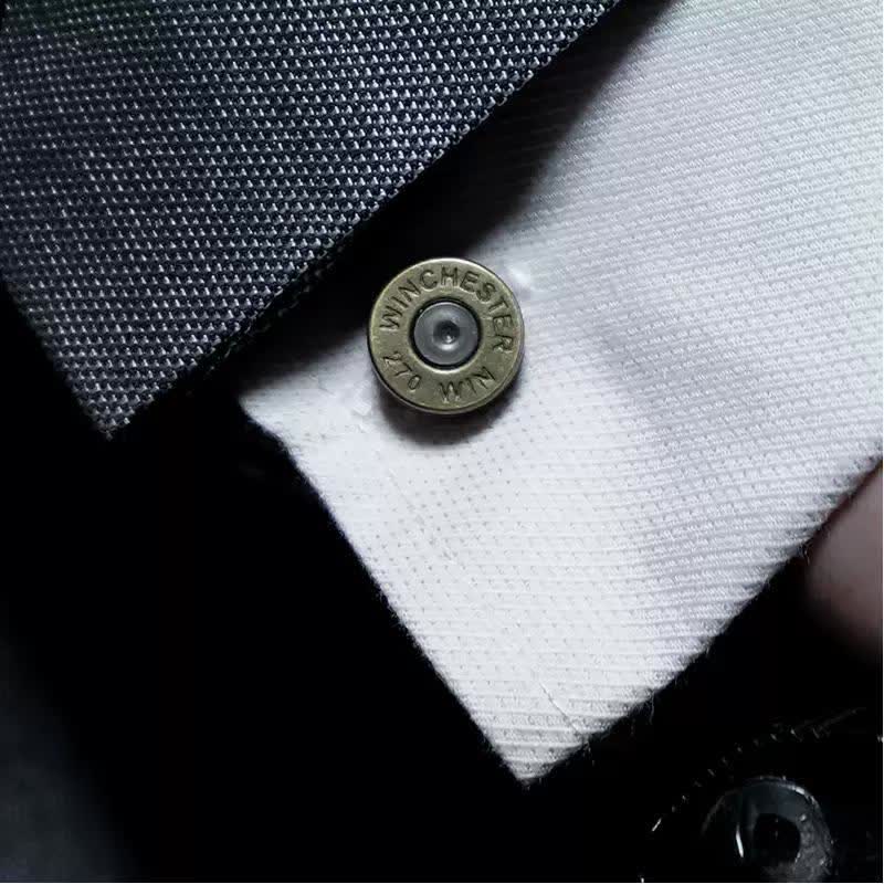 Gemelli da uomo in ottone con proiettile in stile antico - image 2