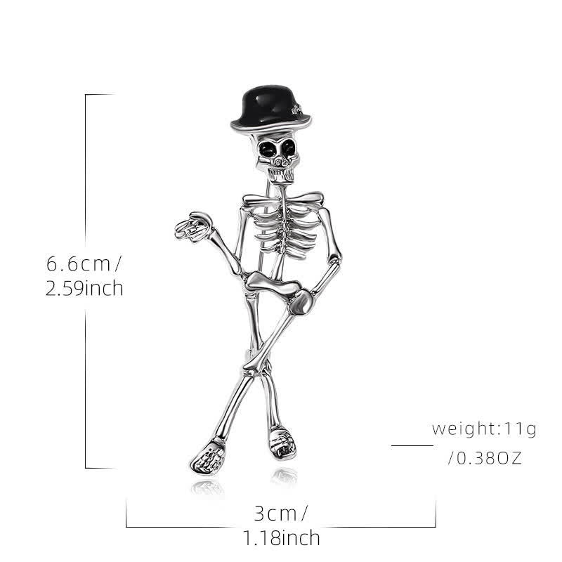 Spilla smaltata con cappello a forma di teschio scheletro horror - image 11