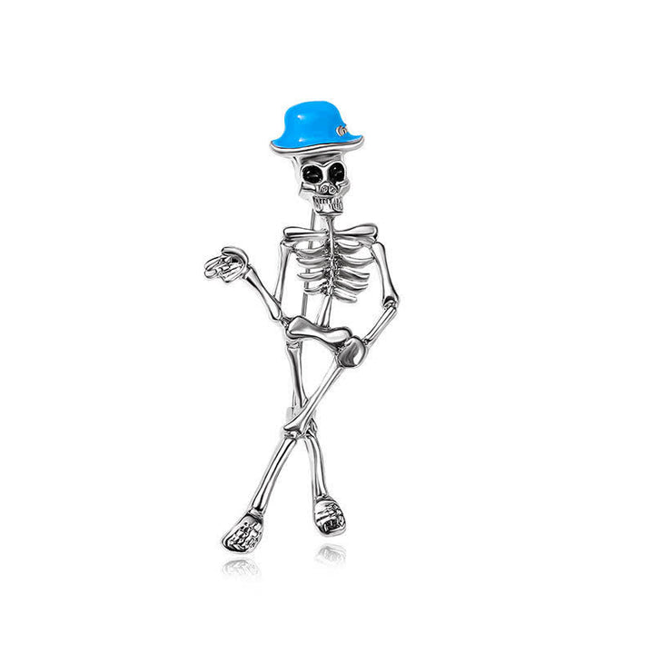 Spilla smaltata con cappello a forma di teschio scheletro horror - Blu - image 2