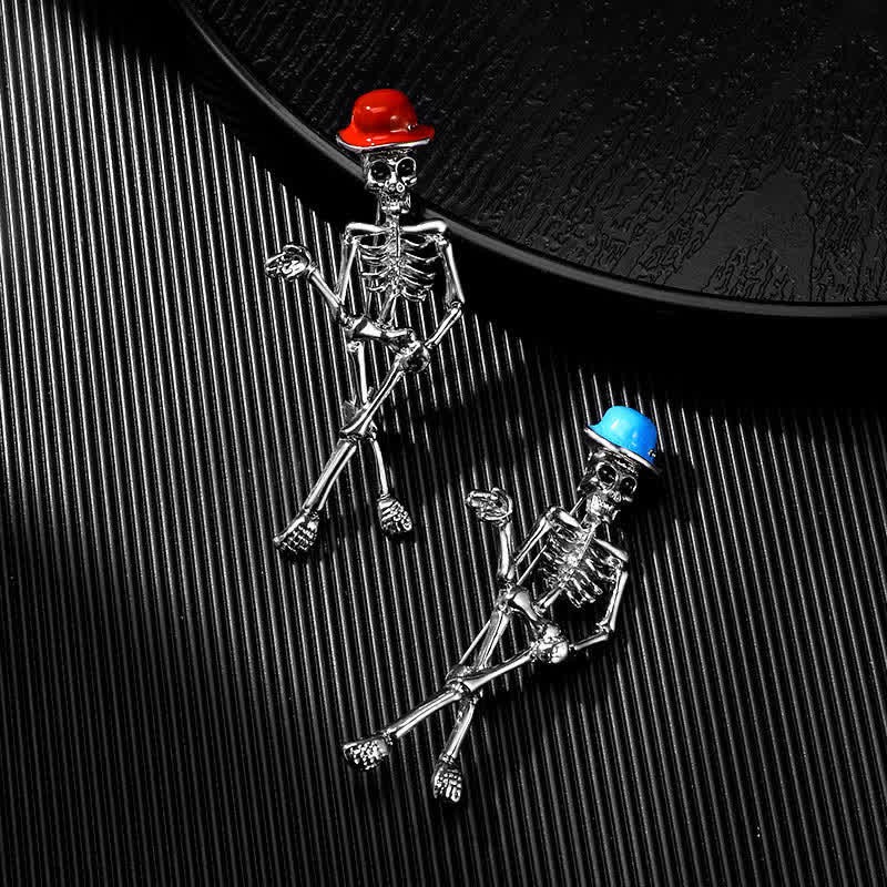Spilla smaltata con cappello a forma di teschio scheletro horror - image 5