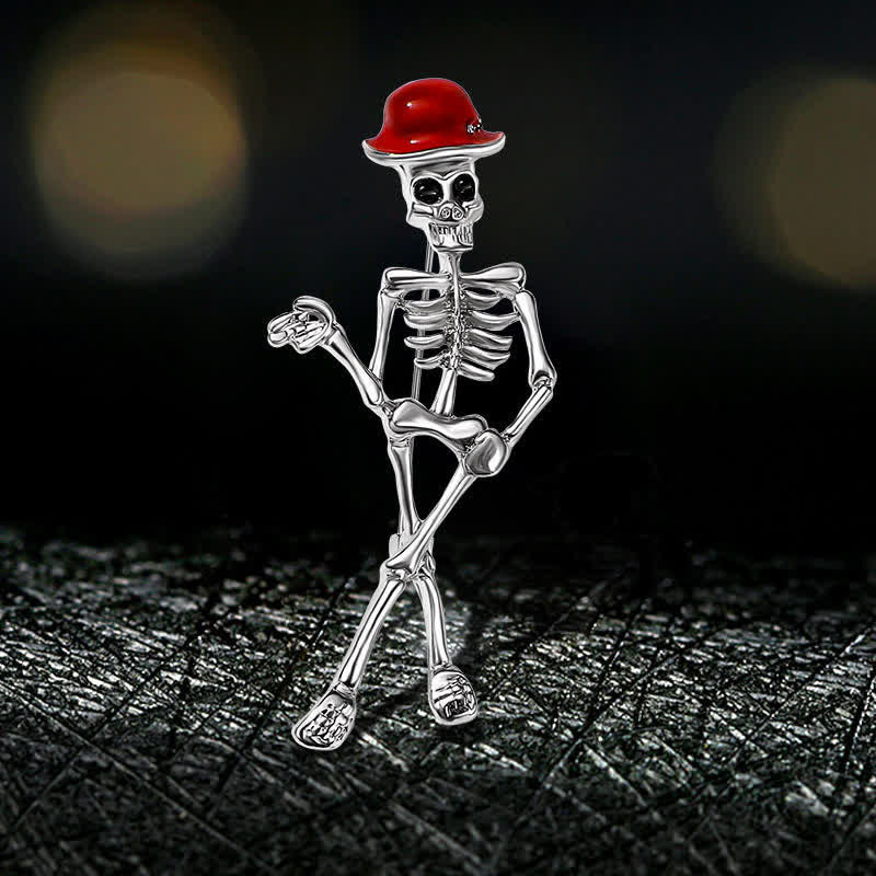 Spilla smaltata con cappello a forma di teschio scheletro horror - image 9