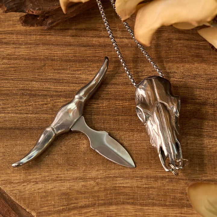 Set di anelli con ciondolo e fibbia per cintura con coltello nascosto fai da te Longhorn Bull - image 7