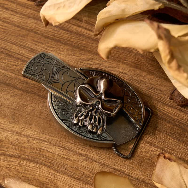 Set di cravatte Bolo con ciondolo a forma di mucca, fibbia per cintura con coltello nascosto fai da te e teschio - image 2