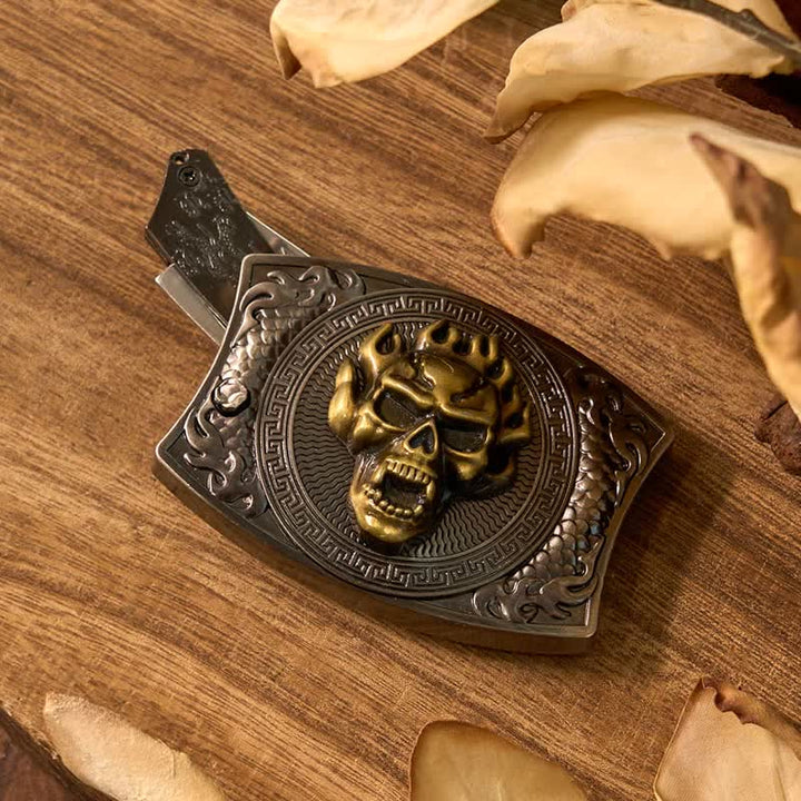 Set di anelli per teschio fai da te con fibbia per cintura, coltello nascosto e ciondolo a forma di corno di bue - image 4