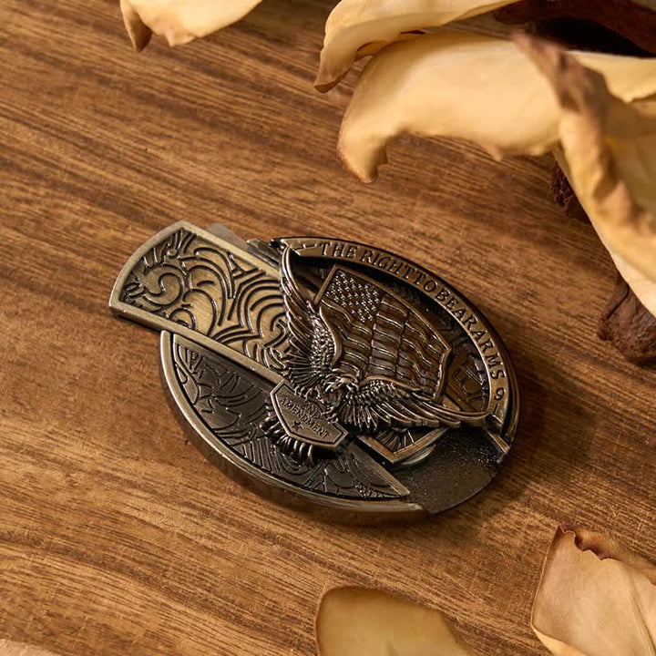 Set fai da te con fibbia per cintura, accendino e coltello nascosto con bandiera USA e aquila - image 1