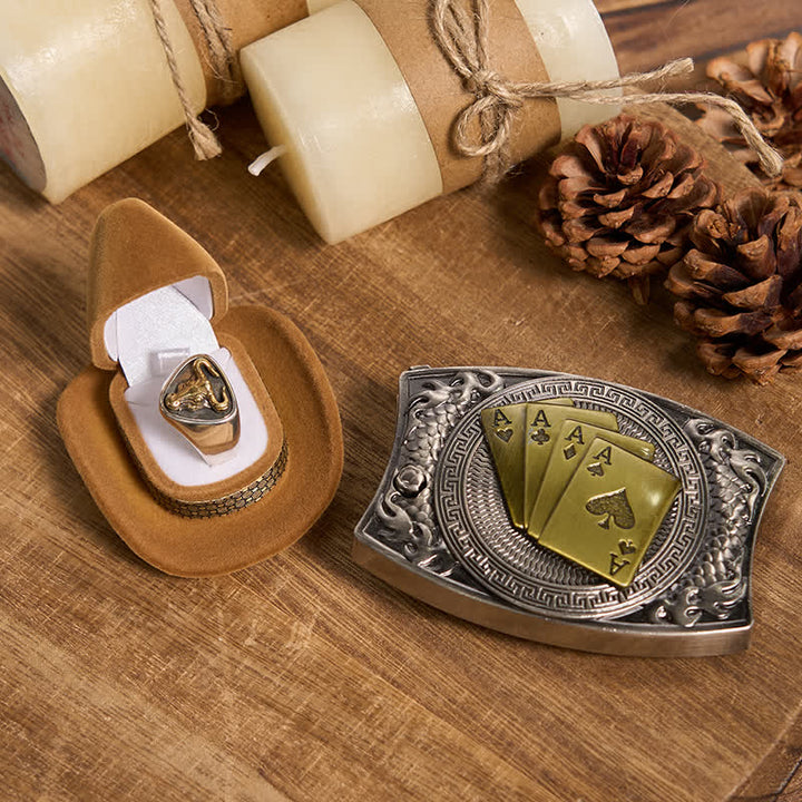 Funzionale fai da te fibbia per cintura con coltello nascosto in stile retrò Bull Ring - Poker d'oro - Senza cintura - Cintura non inclusa - image 50