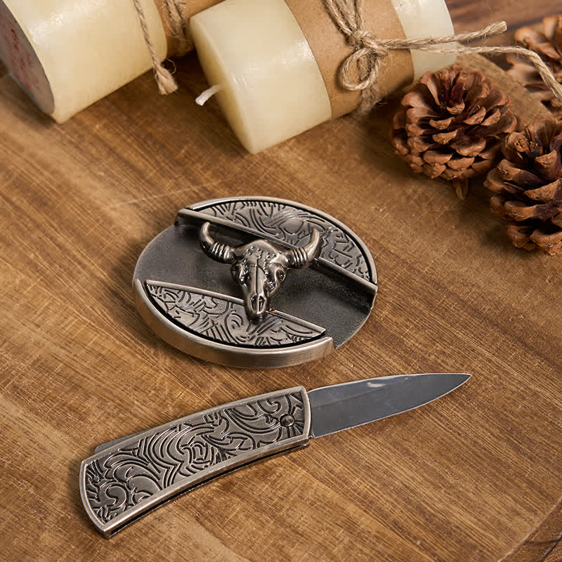Funzionale fai da te fibbia per cintura con coltello nascosto in stile retrò Bull Ring - image 30