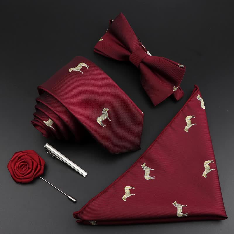 5 pezzi papillon da uomo bordeaux floreale Paisley scatola regalo - Cavallo - image 1