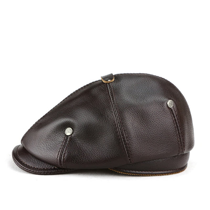 Cappello basco in pelle con rivetti, stile pittore ed artista chic - image 13