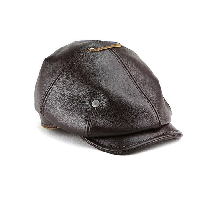 Cappello basco in pelle con rivetti, stile pittore ed artista chic - image 14