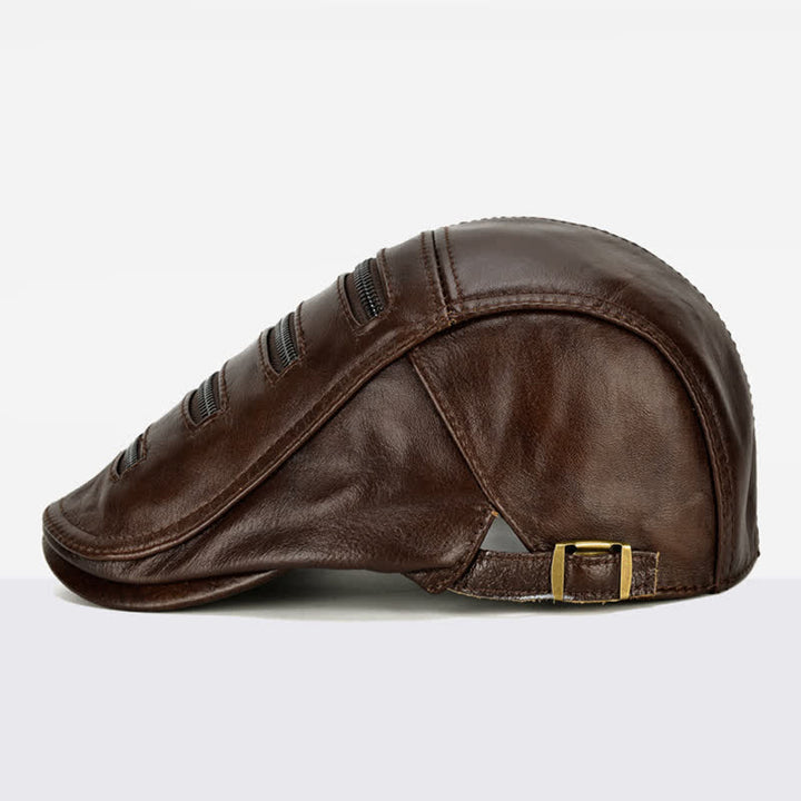 Cappello basco in pelle con decorazione a cerniera orizzontale - image 4