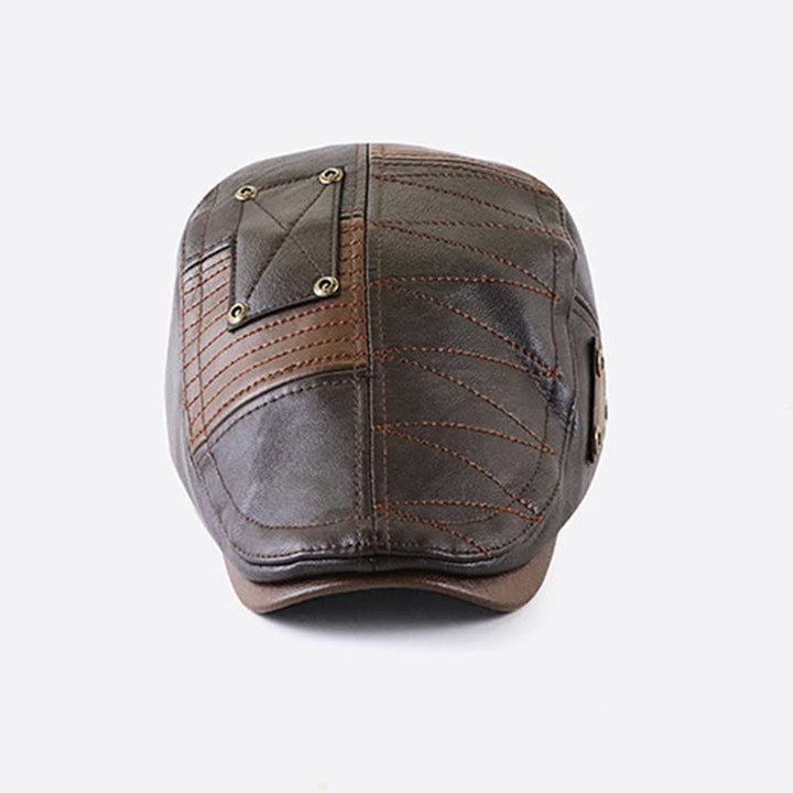 Cappello basco in pelle con cuciture alla moda e contrasto di colore - image 8