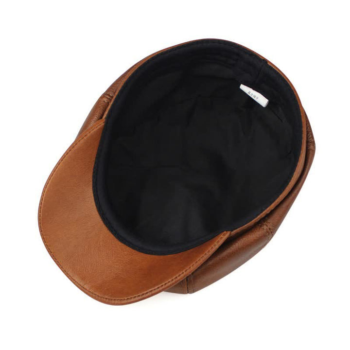 Cappello basco in pelle retrò Gatsby classico da giornalaio - image 1