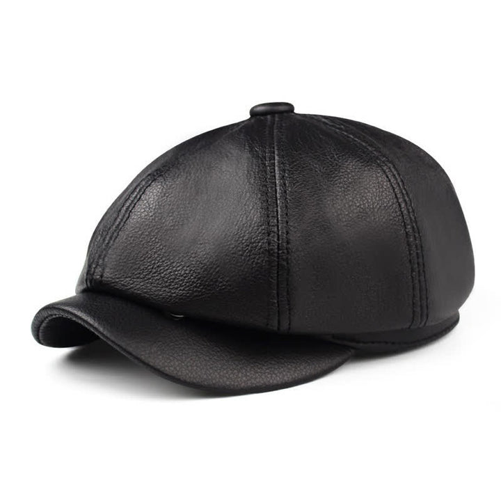 Cappello basco in pelle retrò Gatsby classico da giornalaio - Nero - L (23 1/4"-23 5/8") - image 2