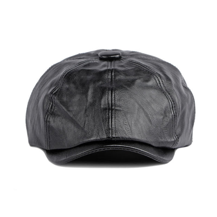 Cappello basco ottagonale in pelle tinta unita - image 2